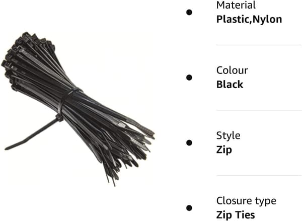 250 stk. - Kraftige sorte kabelbindere, nylon plastik (400 mm x 3,6 mm)