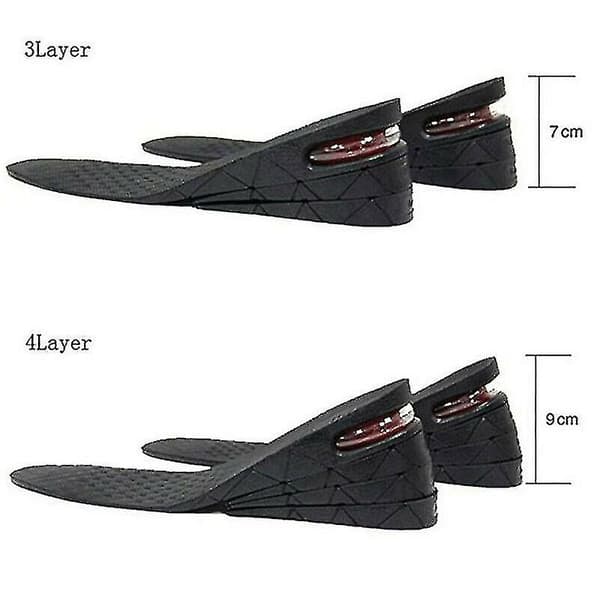 Unisex 3cm 5cm 7cm Eller 9cm Hælhøjde Forhøjelse Sko Indlægssåler (sort) 3 Layer(7cm)
