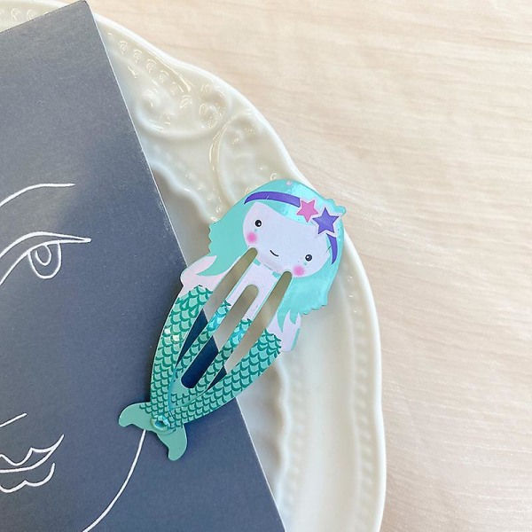 10 stk. Hårspenner med havfrue-trykk Jenter Barrettes Hårnåler for barn Tilbehør Mint Green