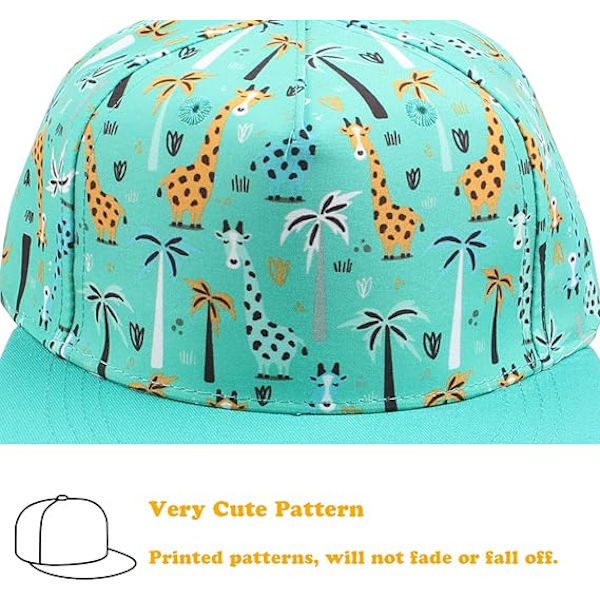 Söt baby baseballkeps (grön giraff för 1-2 år), barn sommarhatt broderad platt solhatt pojke flicka