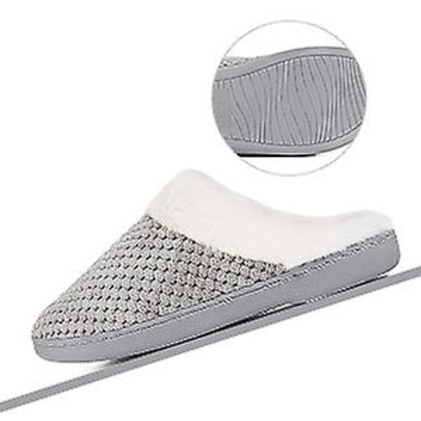 Husslippers Minnesskumtofflor för kvinnor Bekväma Varma Mysiga Halkfria light grey 38 39