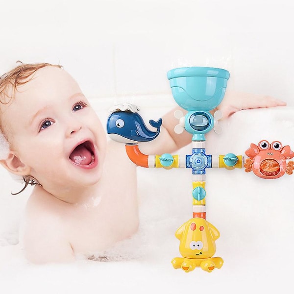 Baby Bath Dinosaur Toy vattenrör med vattenhjul och olika havsdjur leksaker Sea