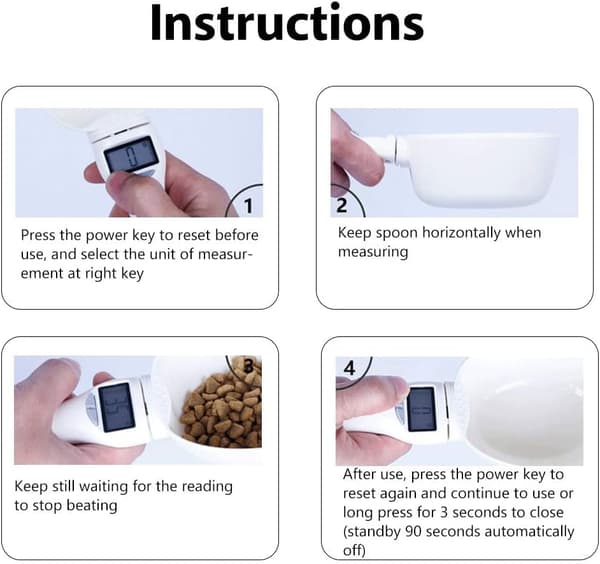 Digital foder ske med LCD-display, elektronisk præcis foder ske til hunde katte, fem enheder g/Ml/Kop/FL/Oz