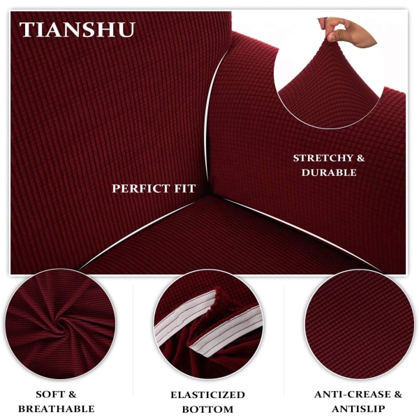 TIANSHU Enkelt Sofatrekk, Jacquard Stretch Sofatrekk med Armlener Sofatrekk Dekorasjon for Stue Soverom Enkelt, Mørkerød