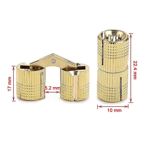 4-pack Dolda mässingscylindriska gångjärn Cylindriska osynliga dolda 10mm