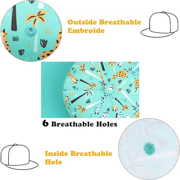 Söt baby baseballkeps (grön giraff för 1-2 år), barn sommarhatt broderad platt solhatt pojke flicka