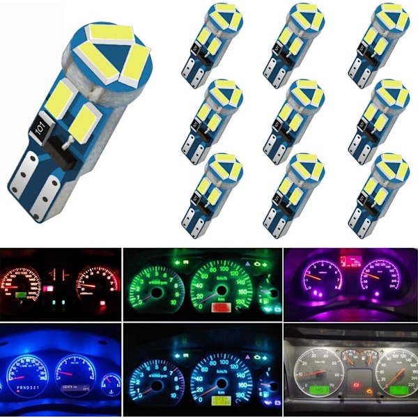 10X T5 LED-lampa Kil med Twist Lock-uttag Röd 74 70 37 17 2721 PC74 PC37 LED-ljus, Används för inre instrumentpanelens indikatorlampa i bilar