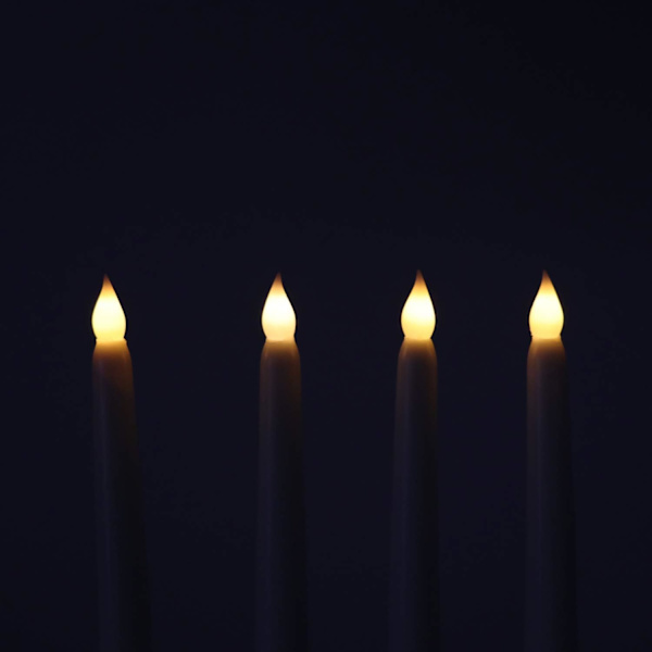 Sett med 8 Elfenbensfargede LED Lysestake Lys med Fjernkontroll for Jul H 27.5cm