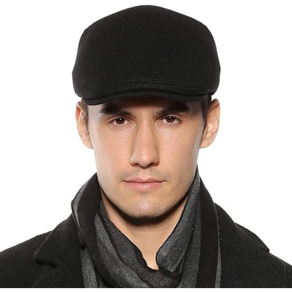 Hatt för män, platt topp, basker, justerbar platt topphatt, höst, kort - enfärgad svart, justerbar