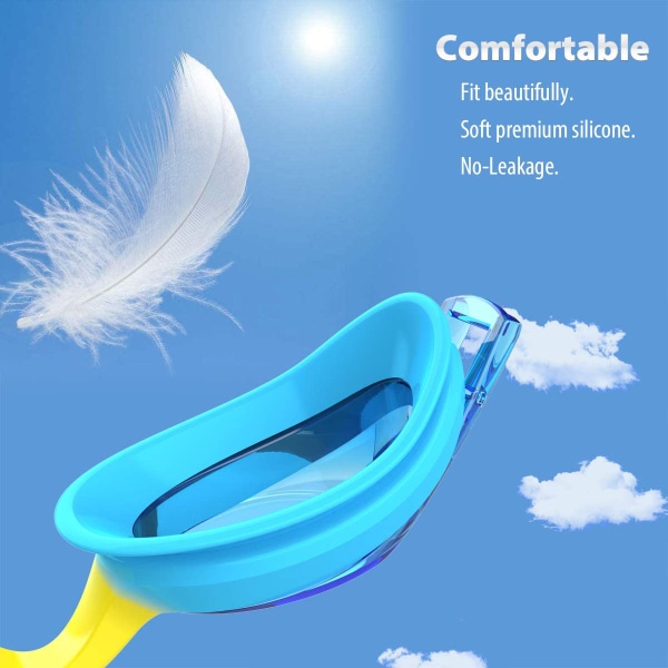3-pack barnglasögon för simning, anti-dimma 100 % UV-skydd, för barn 3-14 år