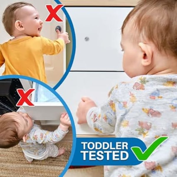 Skåpslås för spädbarn - Barnsäkerhetsspärrar 10-pack (svart) - Osynligt självhäftande baby - Fungerar med de flesta skåp och lådor