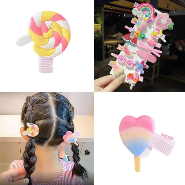 8 pakkausta (persikka) Söpöjä lasten hiusklipsejä Kawaii-tyttöjen hiuskorusetti Sarjakuva-hiuspinnejä Ei hiusvaurioita Värikkäät hiusneulat sopivat taaperolle