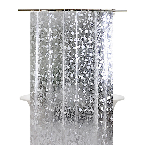 80 x 180 cm Duschdraperier Mögelbeständig Mjölresistent EVA Badrumsdraperi Foder 3D-effekt Klar Pebble Heavy Duty Duschdraperi med 3 Magneter,W