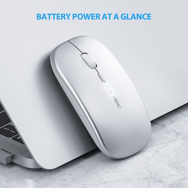 Bluetooth-mus, trippelmoders laddningsbar tyst Bluetooth trådlös mus BT 5.0/4.0 + 2.4G trådlös, 1600 DPI bärbar mus för Mac, dator, PC, iPadO