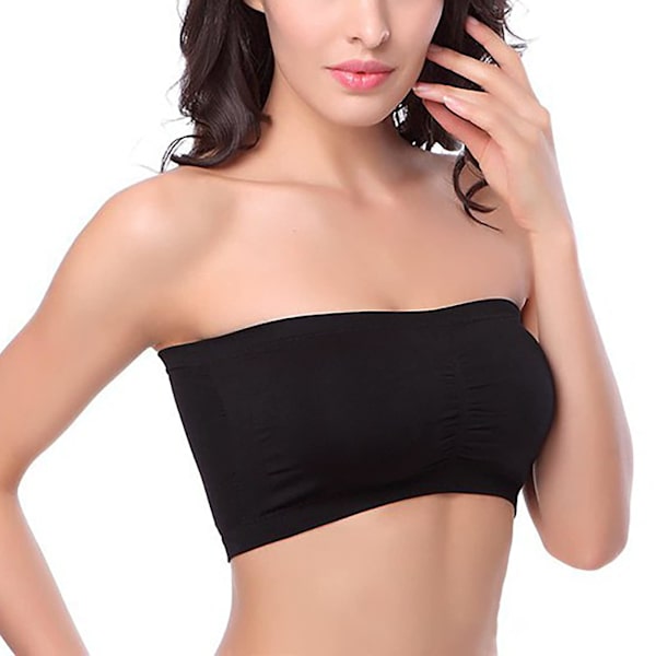 Tube Top til Kvinder Dobbelt Lag Base Uden Stålring Indpakket Brystpude Push Up BH white
