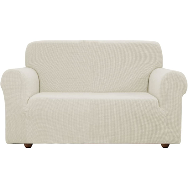 Elastiske Sofatrekk Putetrekk, Stretch Sofatrekk 2-seters Sofatrekk Elfenben, 145-185cm