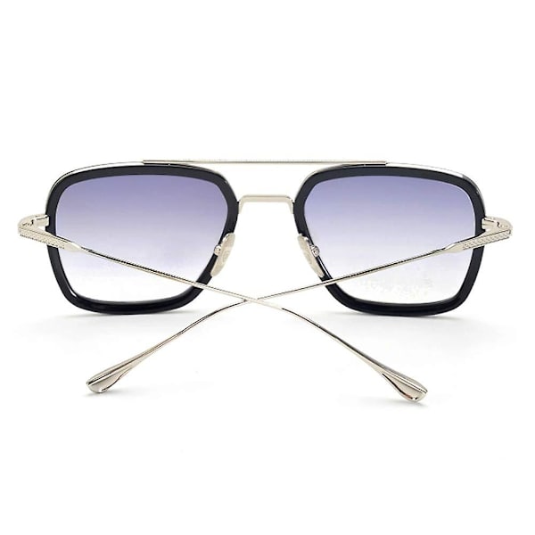 Solbriller Vintage Firkantet Metalramme Briller Til Mænd Kvinder - Retro Solbriller Nerd Briller Firkantet Brille Grey