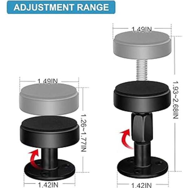 Justerbart gevind Sengestel Anti-Ryste Værktøj, Sengegavl Stoppere, Sengekant Anti Ryste Værktøj til Senge Skabe Sofaer, 4 stk., 30-68mm (Sort)