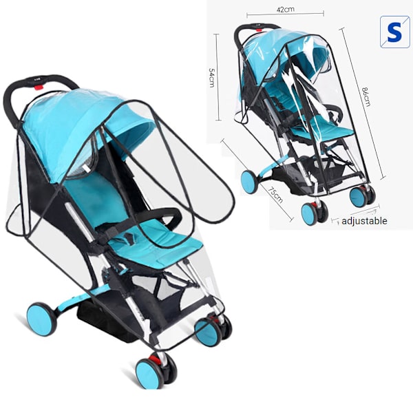 En bit liten storlek-U dragkedja dörr-svart kant (passar 3~7KG barnvagn) Universal Regnskydd för Barnvagn Sittvagn Buggy, Baby Travel We