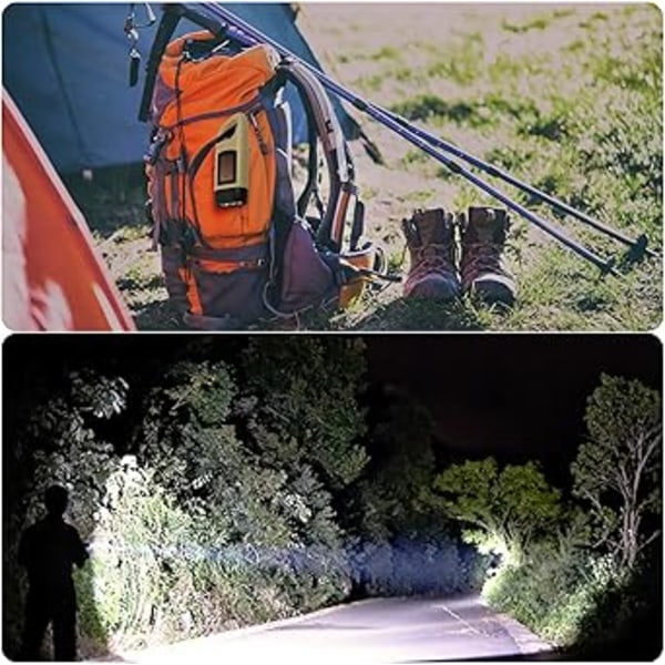Nødlygte med håndsving, bærbar LED-lygte med håndsving, solcelledrevet dynamo karabinhage, genopladelig lommelygte til camping Cl