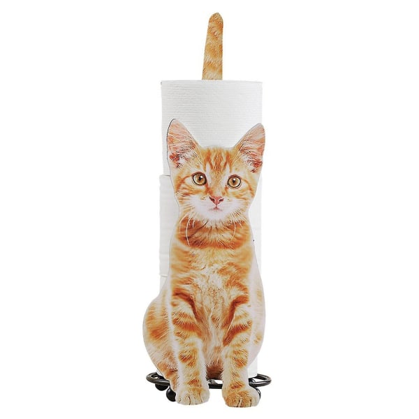 Pappershållare Cat Shape Badrum Toalettpappersförvaringsställ Present för kattälskare Orange