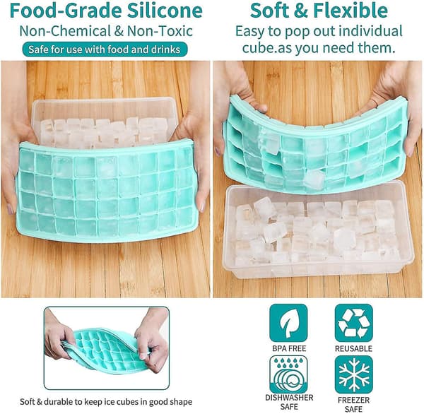 Isformbricka lock och behållare silikon isform med skopa GREEN 33 grids