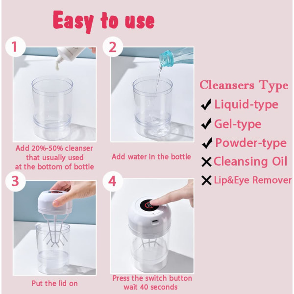 (rosa)Electric Cleanser Foam Maker For Face Wash, Bubble Skin Care, Face Foam Maker, Hudvårdsverktyg för ansikte, Bubble Former Skin Care, Preppy-produkter,
