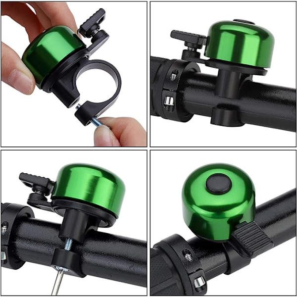 2 ST Aluminiumlegering Cykelklockor (Grön) med Klart Ljud, Vuxna, Barn, Pojkar och Flickor