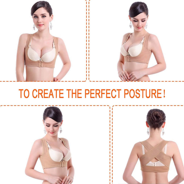 Holdningsstøtte BH til Kvinder BH Push Up Rygstøtte Vest Shapewear Toppe X Brystrem Pukkelryg Korrektion Beige L