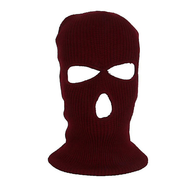 Kokokasvoinen hiihtomaski talvihattu Balaclava huppu pipo lämmin taktinen hattu 3 reikää wine red