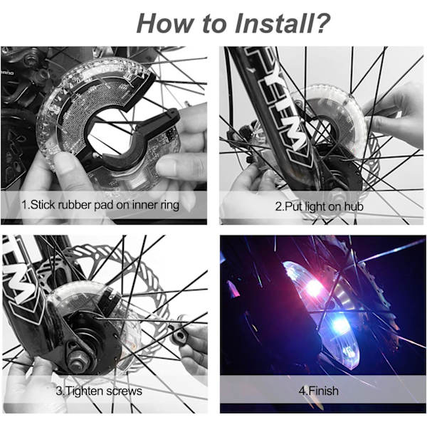 7 LED 9 Farver 18 Billeder Cykelhjul Lys USB Genopladeligt Vandtæt LED Cykelhjul Lys Cykelhjul Lys Tilbehør Lys