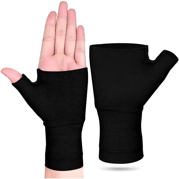 2 stk. sorte (S) Kompressions håndledsstøtte Sports Håndledsbånd Bracer Håndfladebeskytter Håndledsbind Stropper Handsker