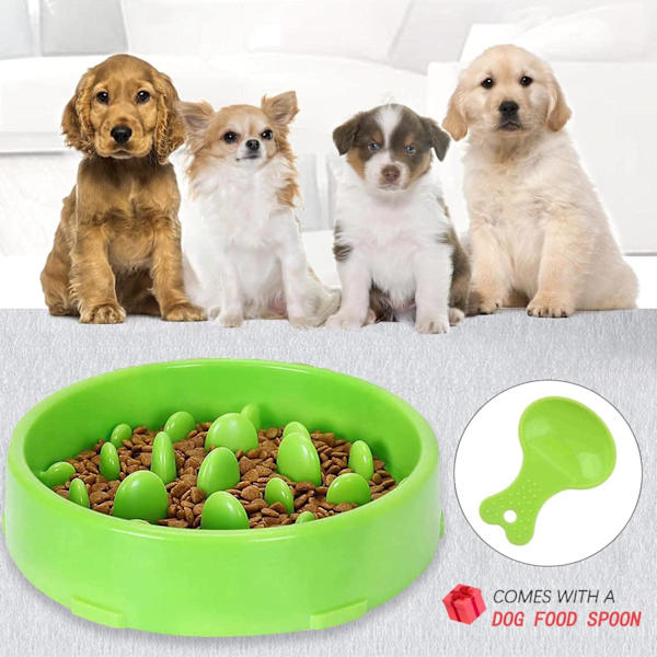 Grøn Slow Feeding Skål til Hunde, Slow Feeding Skål, Anti-Gluttony Skål til Hunde, Katte, Fremmer Sund Spisning og Langsom Fordøjelse