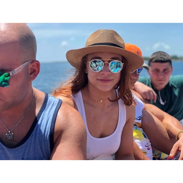 Dam och herr halmhatt Panama hatt sommar bred brätte solhatt Anti-UV för strand resor solhatt
