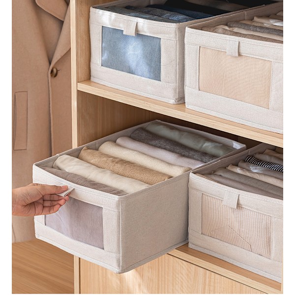 (40 x 27 x 17 cm) Förvaringslåda Set om 1 Förvaringslådor för garderob - Med transparent fönster - För garderob, kläder, böcker, kosmetika, leksaker