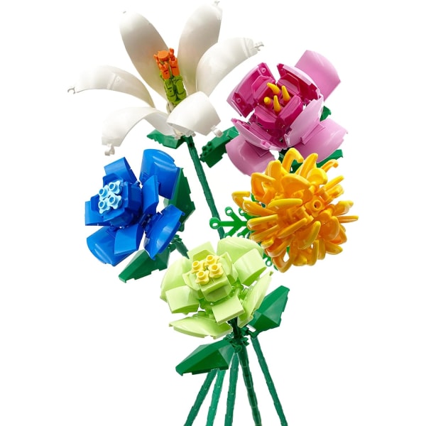 Byggsats med blommor för vuxna, Set med blombuketter, Minibyggstenar för konstgjorda blommor för presenter/heminredning, botanisk samling