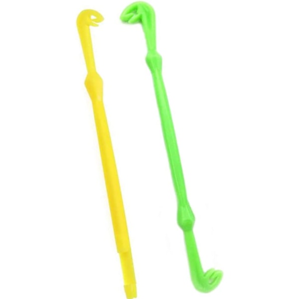 Set med 4 plastfiskekrokar för flugfiske, gul och grön