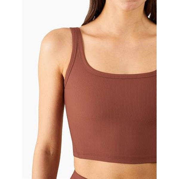 Sømløs Sports-BH for Kvinner - Ribbestrikket Crop Top for Trening