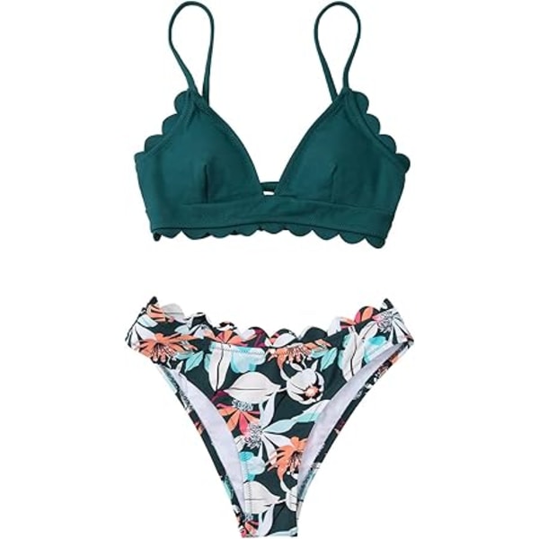 Dame Bikini Badedragt Bølget V-Hals Snøre Lav Talje Badedragt