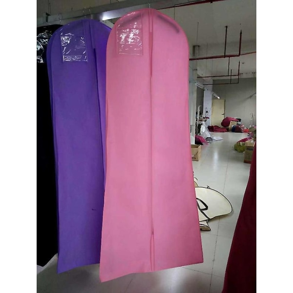 Hängande bröllopsklänning brudklänning klädfodral förvaringsväska bär dragkedja dammtät vit Pink 180*80*22cm