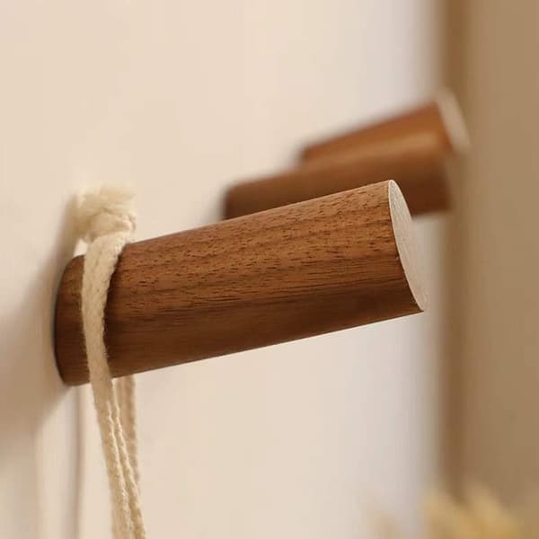 Vægmonterede træknager, hattehylde, dekorative knager, hattebøjle 8cm-6 stk. Sort valnød