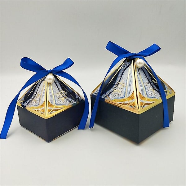 Presentförpackning Bröllopstillbehör Fest Karamellask Godispåse Baby Shower Pappers Chokladaskar Bronsförpackningsaskar Blue Pearl L 8.5x8.5x10cm
