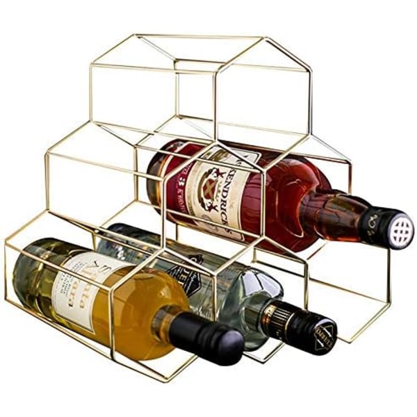 Vinställ Fristående vinhållare, exklusive vin, 6 flaskor Bänkskiva fristående vinlagringsskydd, guld