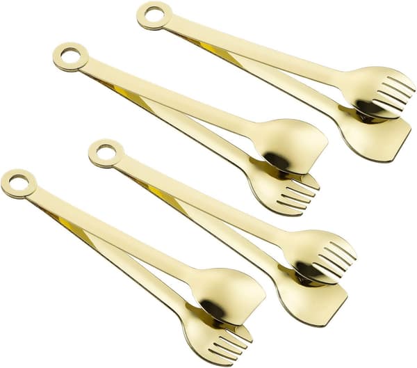 Kullattu ruostumaton teräs mini-alkupalalusikat, 15 cm, 4 kpl:n setti