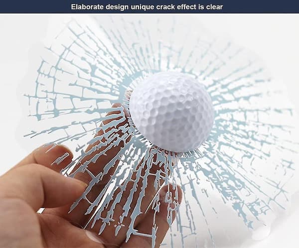 3D-simulerad golf/baseball trasig bilfönsterdekal tredimensionell tennis E