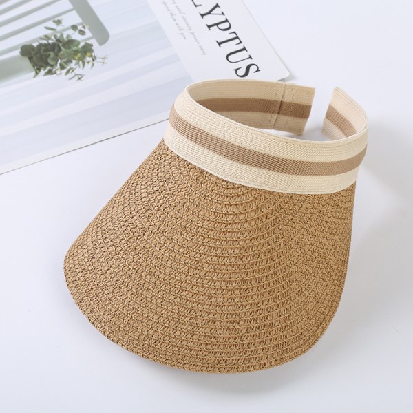 En khaki solhatt för utomhus bergsklättring damsolskydd Dam Stor brätte Beach Straw Golf Solhatt Cap