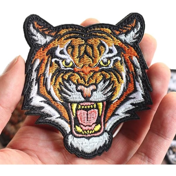 Taktisk Brølende Tigerhode Broderi Patch, Dyrebrodert Merke, Borrelås