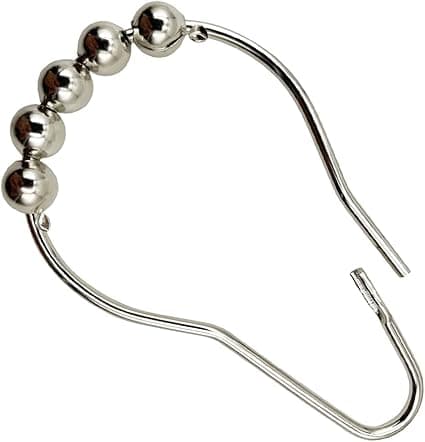 Bruseforhængskroge, 12-pak rustfrit stål rullekugle bruseforhængsringe til badeværelsesgardinstænger