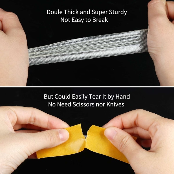 1 rulle dobbeltsidet tape, kraftig, 30 mm x 20 m, universal, stærk væglim med glasfibernet, superklæbende, resistent, klar tape