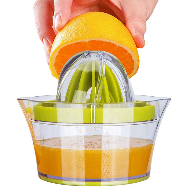 Fire i En Manuel Juicer Citronpresser Tåler Opvaskemaskine, Multifunktionel Citrus Lime Juicer, Manuel Frugtpresser med Målebeholder 400ml